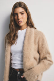 World Of Nomads II ZOE Cropped Open Cashmere Cardigan - Latte