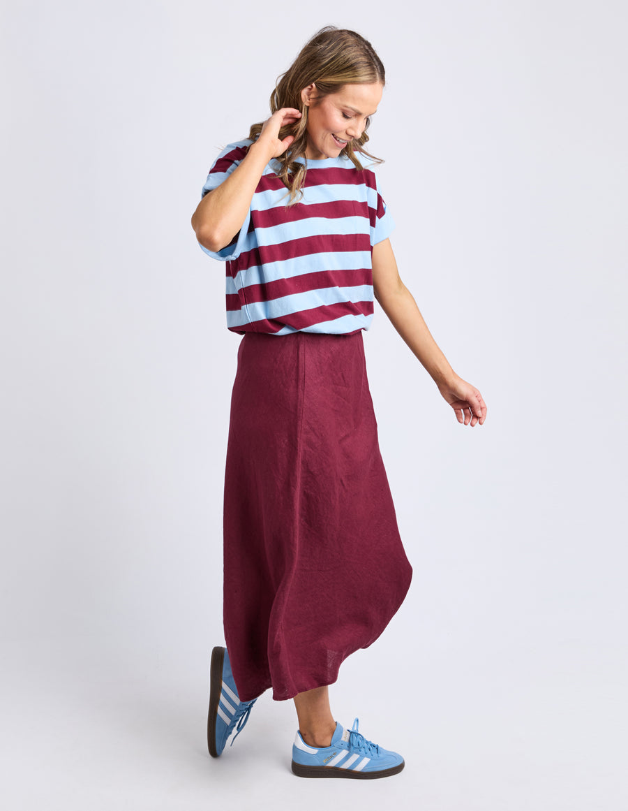 Elm Lifestyle II M KINLEY Stripe Tee - plum & blue