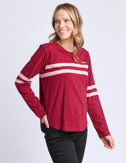 Elm Lifestyle II ADORA Stripe Long Sleeve Tee - maroon