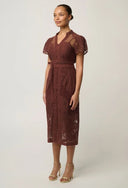 Solene Cotton Blend Placement Dress - Rosewood