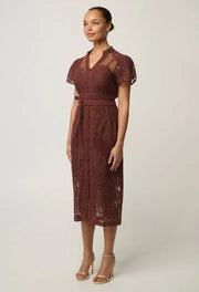 OnceWas II SOLENE Cotton Blend Placement Dress - rosewood