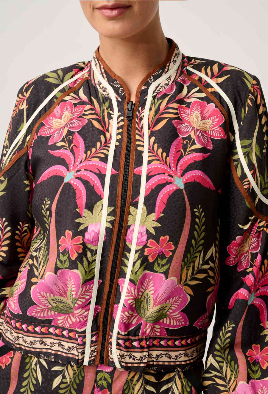 OnceWas II ARABELLA Reversible Viscose Detail Jacket - Anthos Lotos / Black