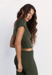 Pinky & Kamal II CROPPED BABY Tee - khaki