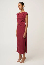 Oncewas II MONIQUE PETITE Draped Neck Dress - ruby