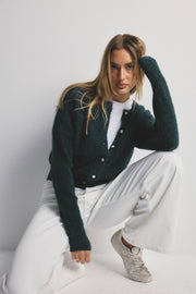 World Of Nomads II AVA Alpaca Cardigan - Dark Green
