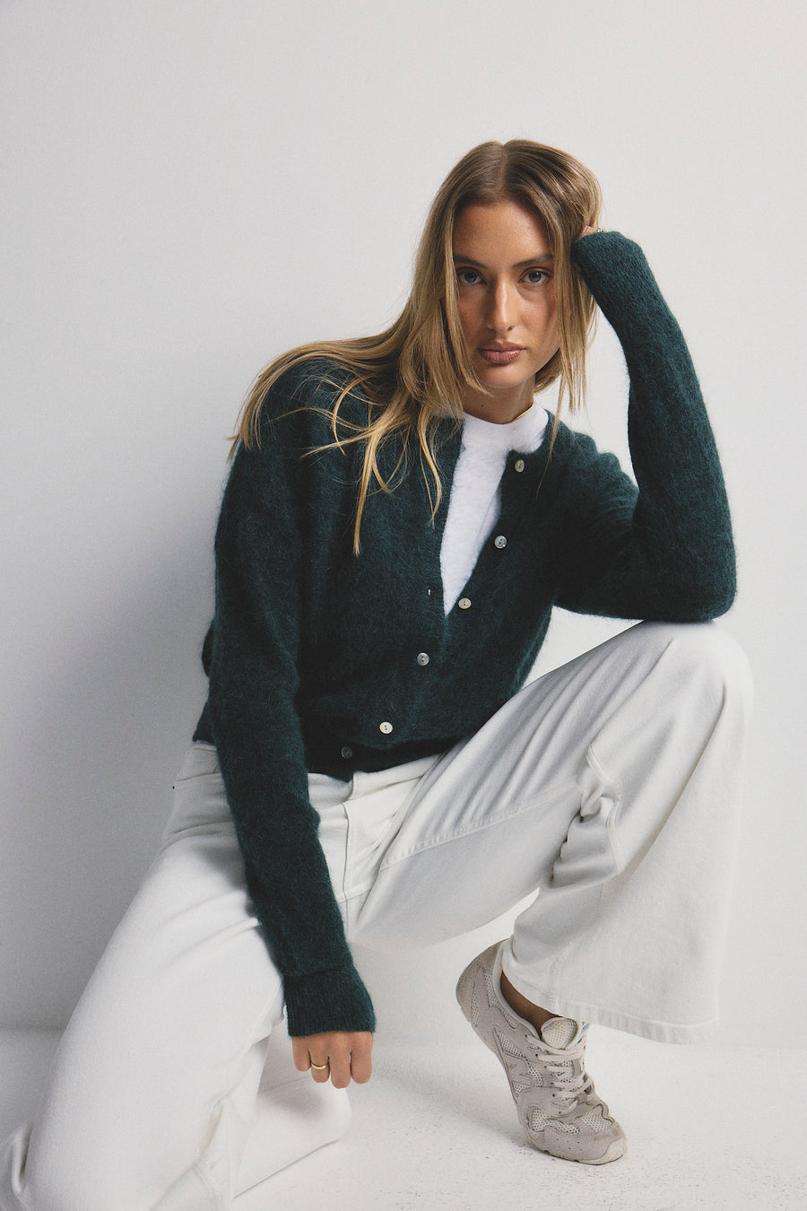 World Of Nomads II AVA Alpaca Cardigan - Dark Green