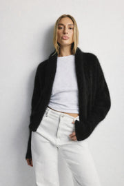 World Of Nomads II ZOE Cropped Open Cashmere Cardigan - Black