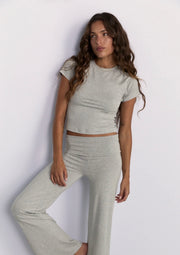 Pinky & Kamal II CROPPED Baby Tee - grey marle