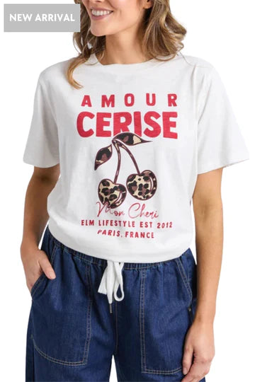 Elm Lifestyle II AMORE Cerise Cherry Tee - marshmallow