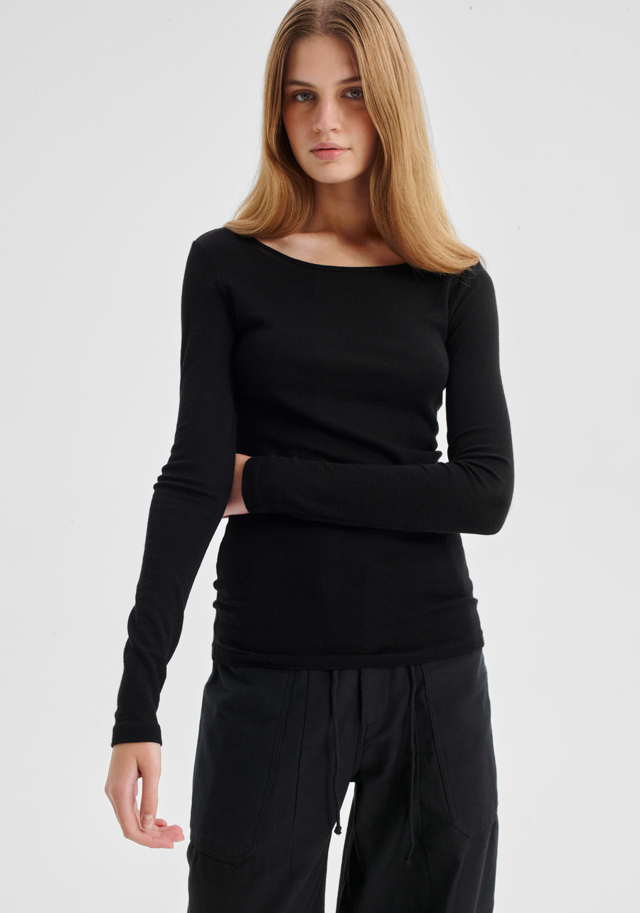 Morrison II MORRI Merino Round Neck - black