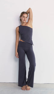 PINKY & KAMAL II One Shoulder Asym Hem Tank - slate