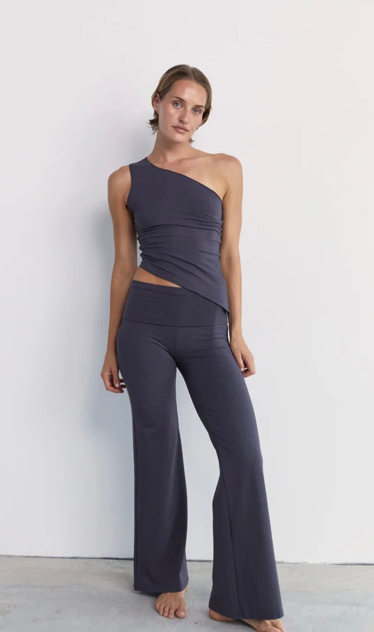 PINKY & KAMAL II One Shoulder Asym Hem Tank - slate