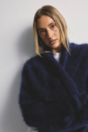 World Of Nomads II ZOE Cropped Open Cashmere Cardigan - Navy