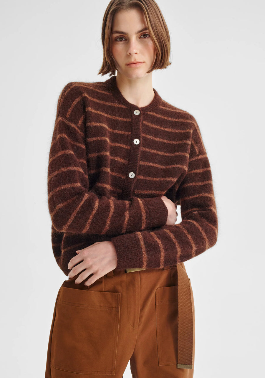 Morrison II ALBI Knit Cardigan - toffee stripe