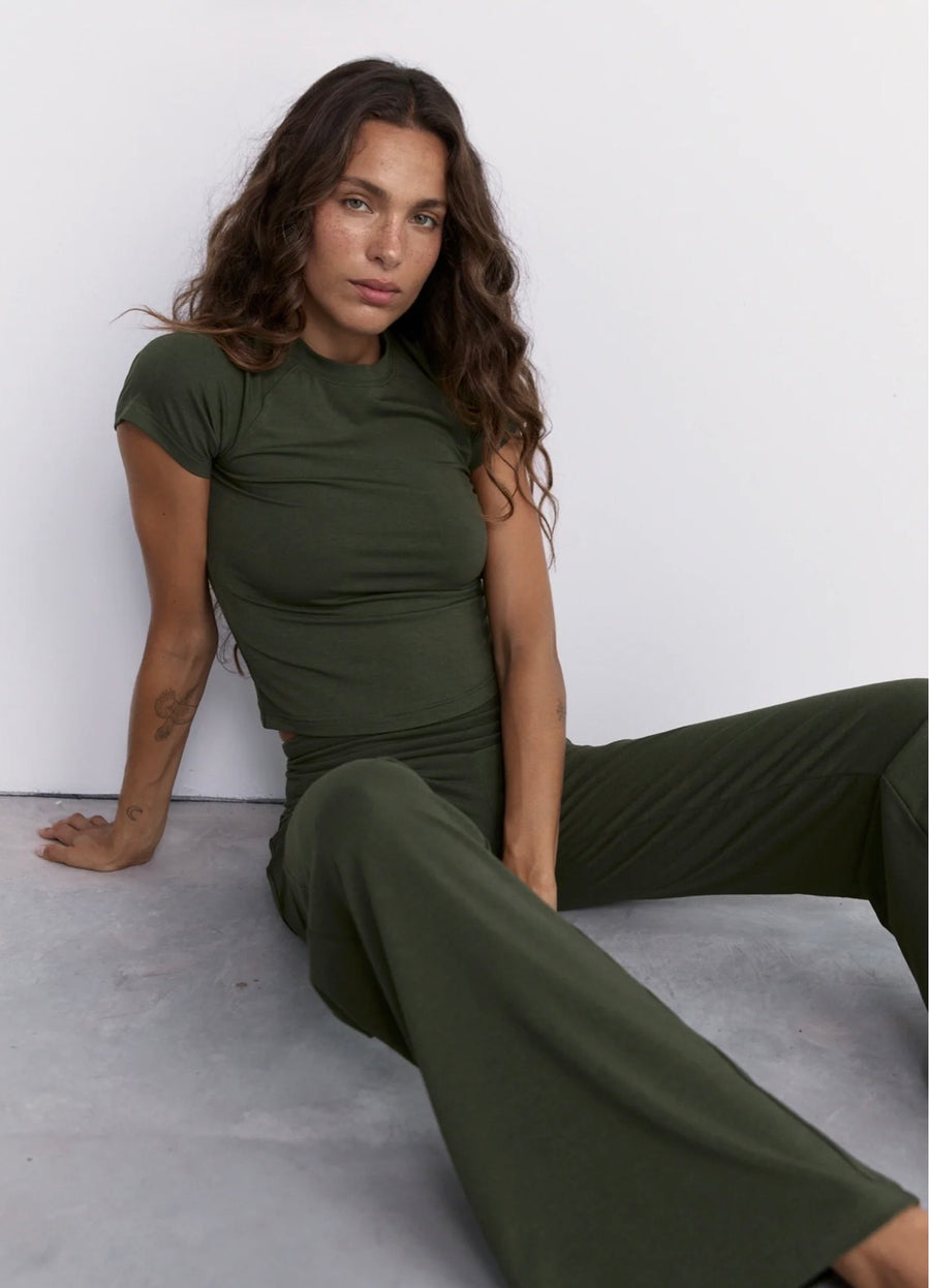 Pinky & Kamal II FULL Length YIN Flare - khaki