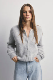 World Of Nomads II FRANKIE Cashmere Crew Neck Cardigan - Light Grey