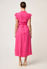 OnceWas II ATHINA Cupro Trim Dress - celosia pink