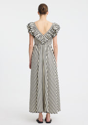 Morrison II MARINA SCALLOP MAXI DRESS - Stripe Black/Cream
