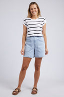Manly Stripe Tee - White / Black