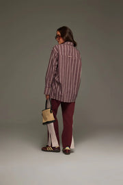 ARAMINTA JAMES II ALPINE Cotton Stripe Shirt - Red wine