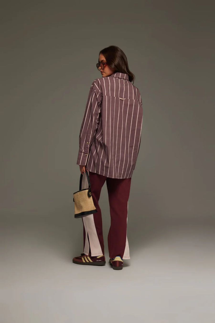 ARAMINTA JAMES II ALPINE Cotton Stripe Shirt - Red wine