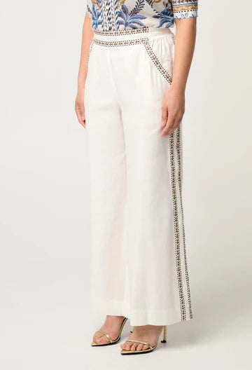 Oncewas II Petite - ZARA Trim Detail Pant - ivory