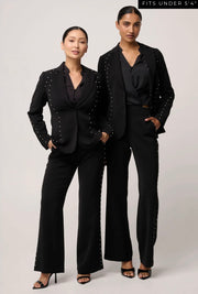 Oncewas II PETITES MARCELA PEARL EMBELLISHED VISCOSE STRETCH BLAZER - Black/Pearl