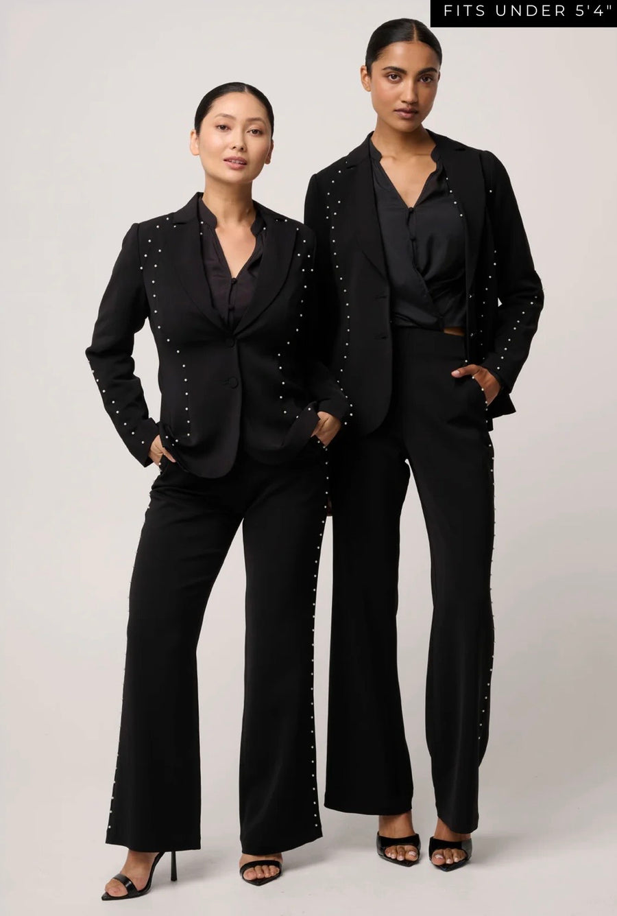Oncewas II PETITES MARCELA PEARL EMBELLISHED VISCOSE STRETCH BLAZER - Black/Pearl