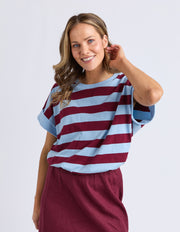Elm Lifestyle II M KINLEY Stripe Tee - plum & blue
