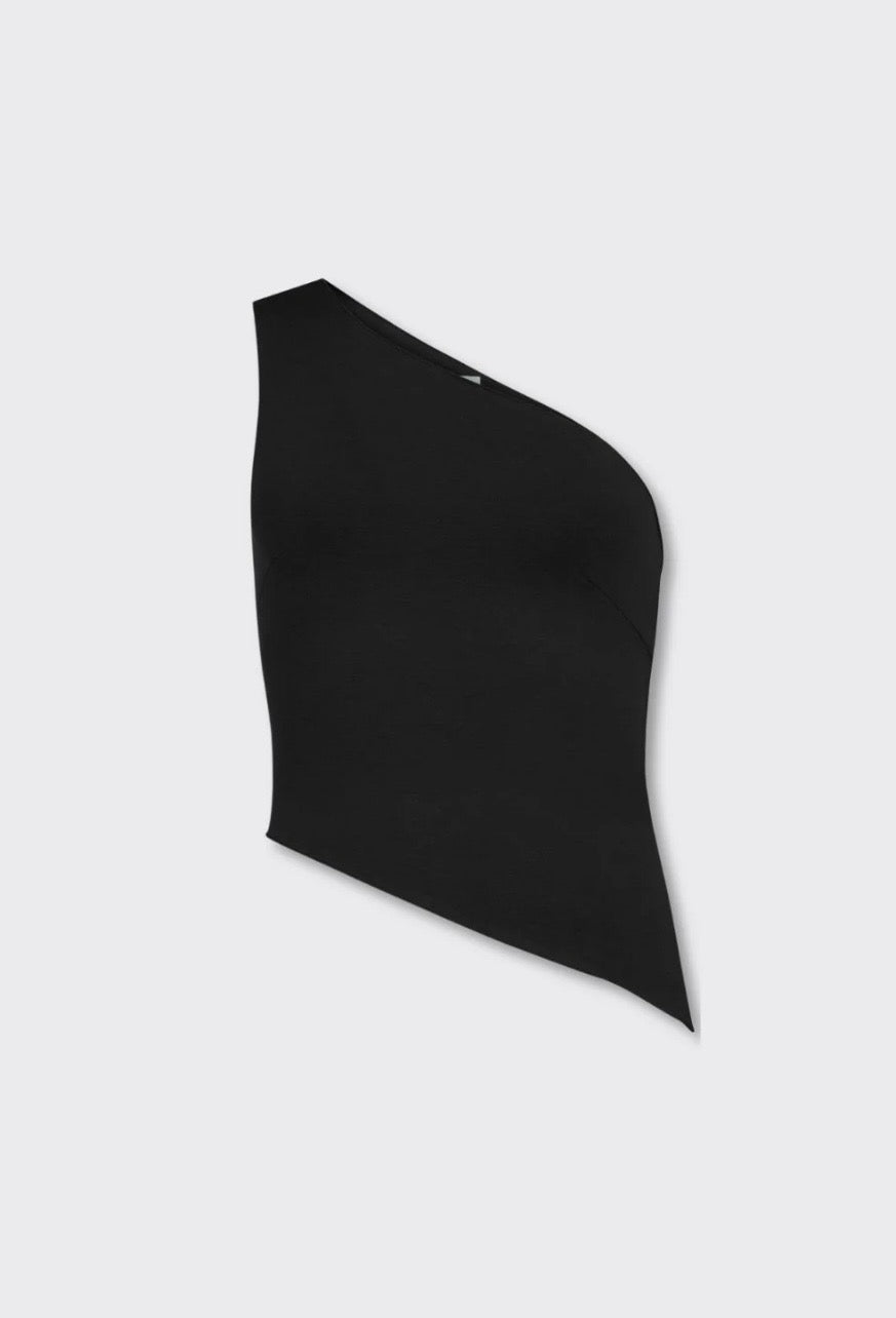 PINKY & KAMAL II One Shoulder Aysm Hem Tank - black
