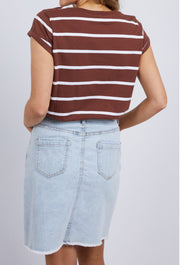 Foxwood II MANLY Strip Tee - Choc/White