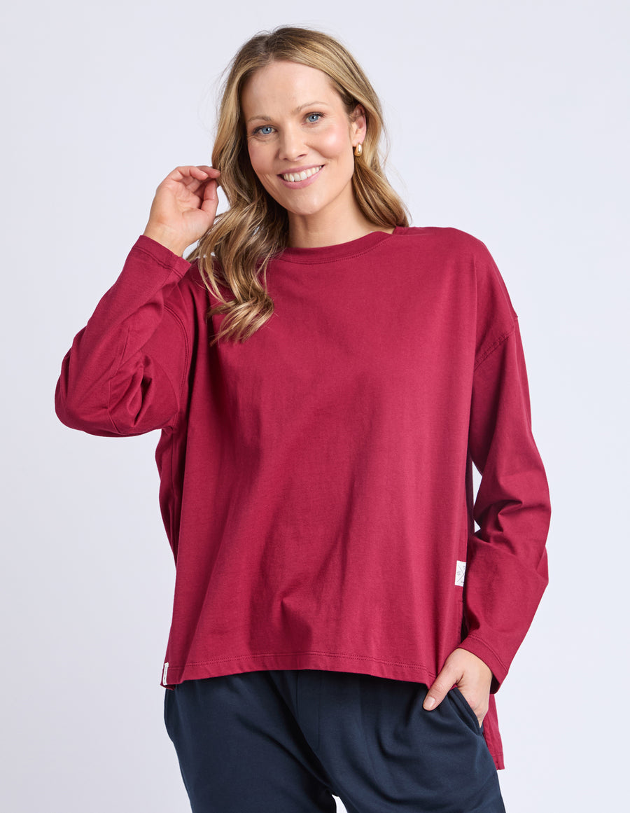 Elm Lifestyle II RENEE L/S Tee - maroon