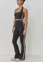 PINKY & KAMAL II HALTER Top - grey/pink stripes