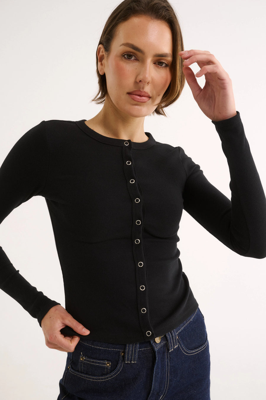 Primi II CATERINA SNAP Button Top - black