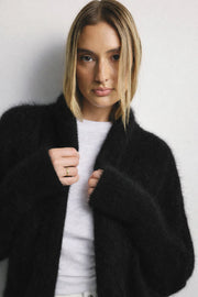 World Of Nomads II ZOE Cropped Open Cashmere Cardigan - Black