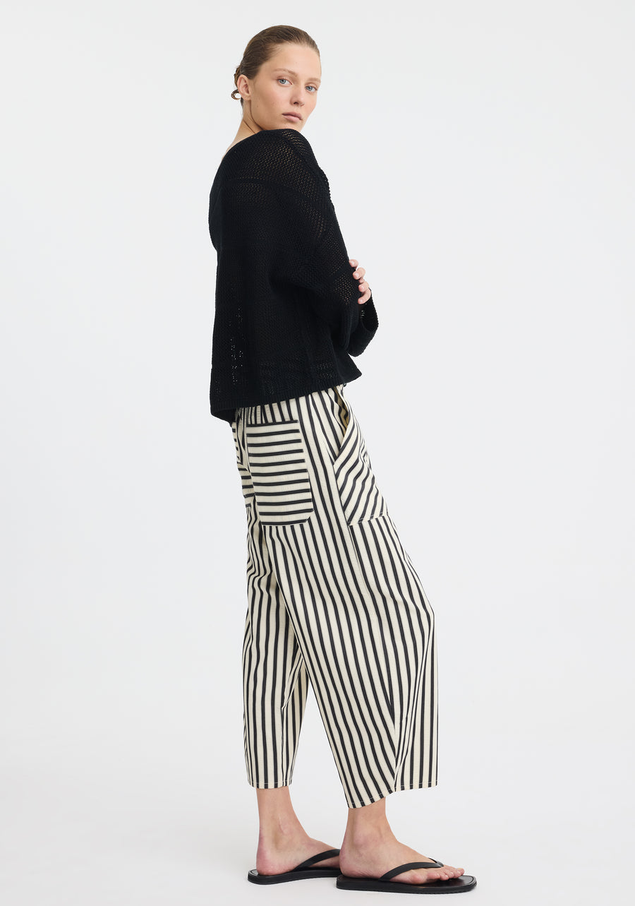 Morrison II MARINA CROP PANT - Stripe Black/Cream