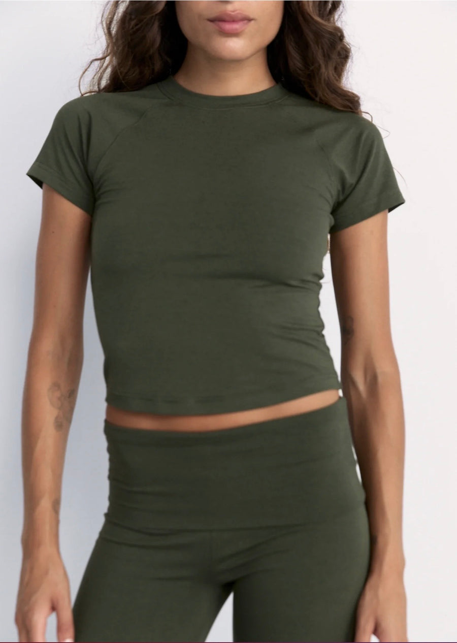 Pinky & Kamal II CROPPED BABY Tee - khaki