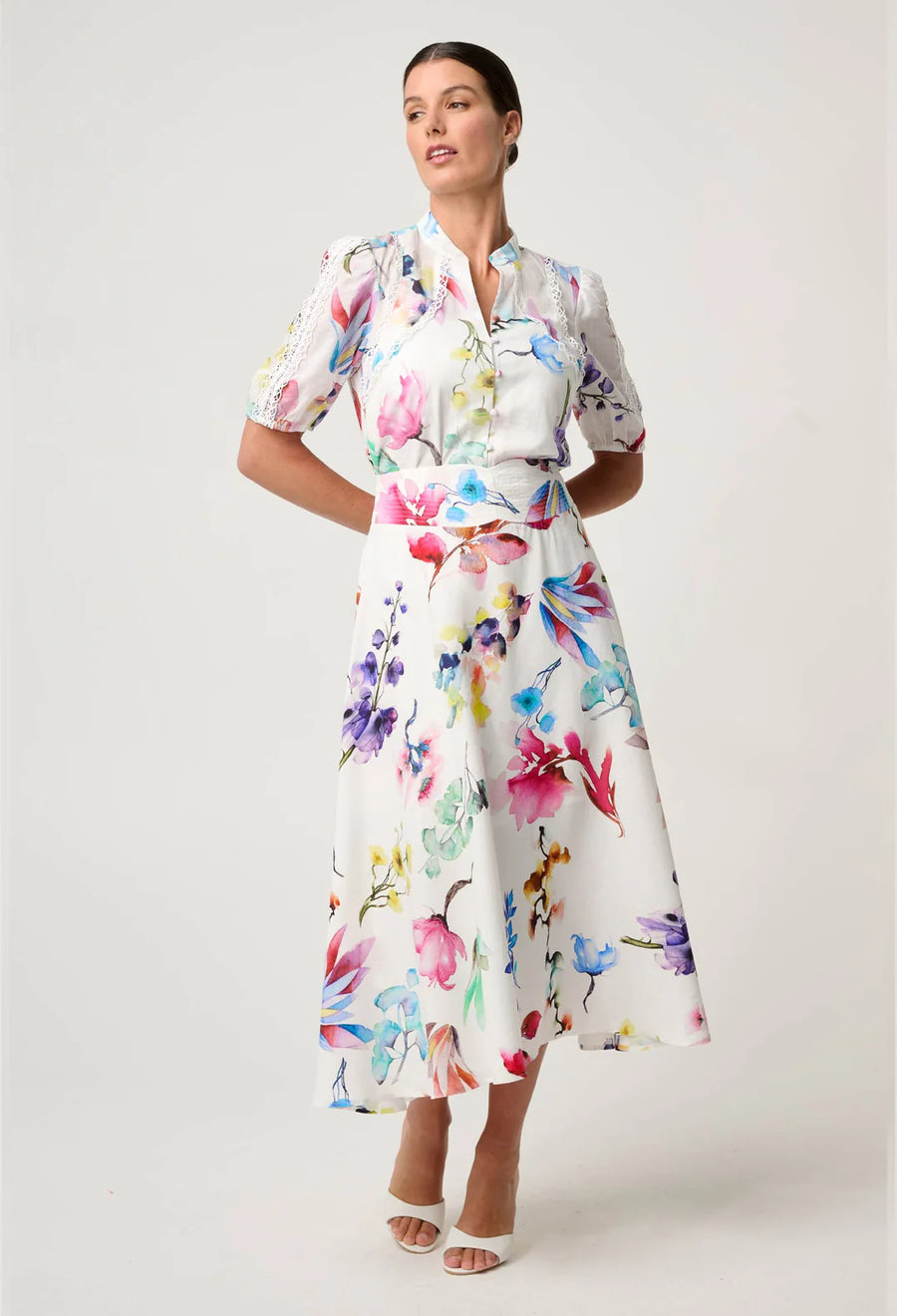 OnceWas IIPANDOREA Dobby Stitch Detail Skirt - plume blossom