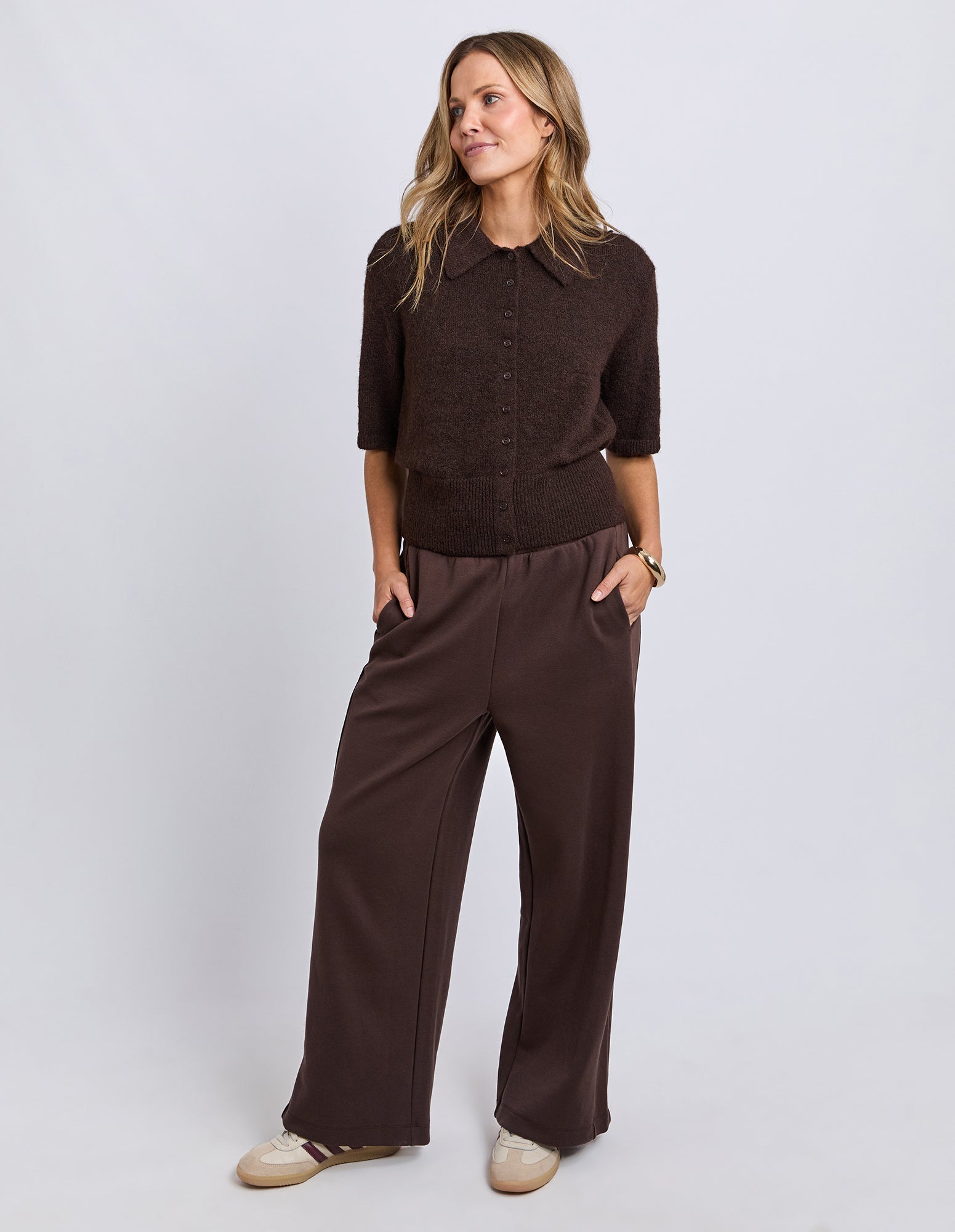 FOXWOOD II FERNIE BUTTON KNIT - coffee bean