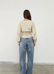 Pinky & Kamal II WAIST WRAP LONG SLEEVE TOP - Bone