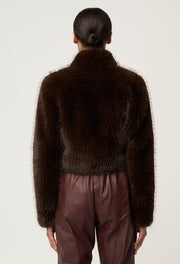 Oncewas II DAWN FAUX Fur Cropped Jacket - walnut