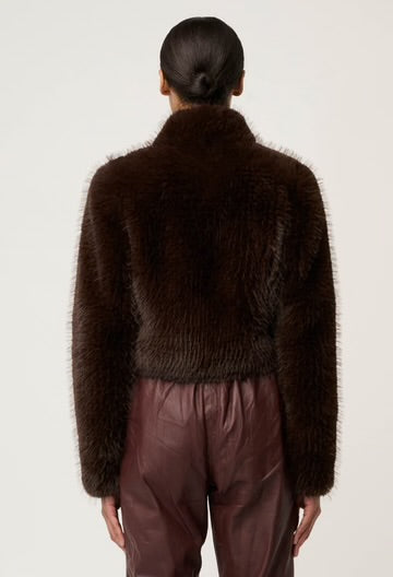 Oncewas II DAWN FAUX Fur Cropped Jacket - walnut