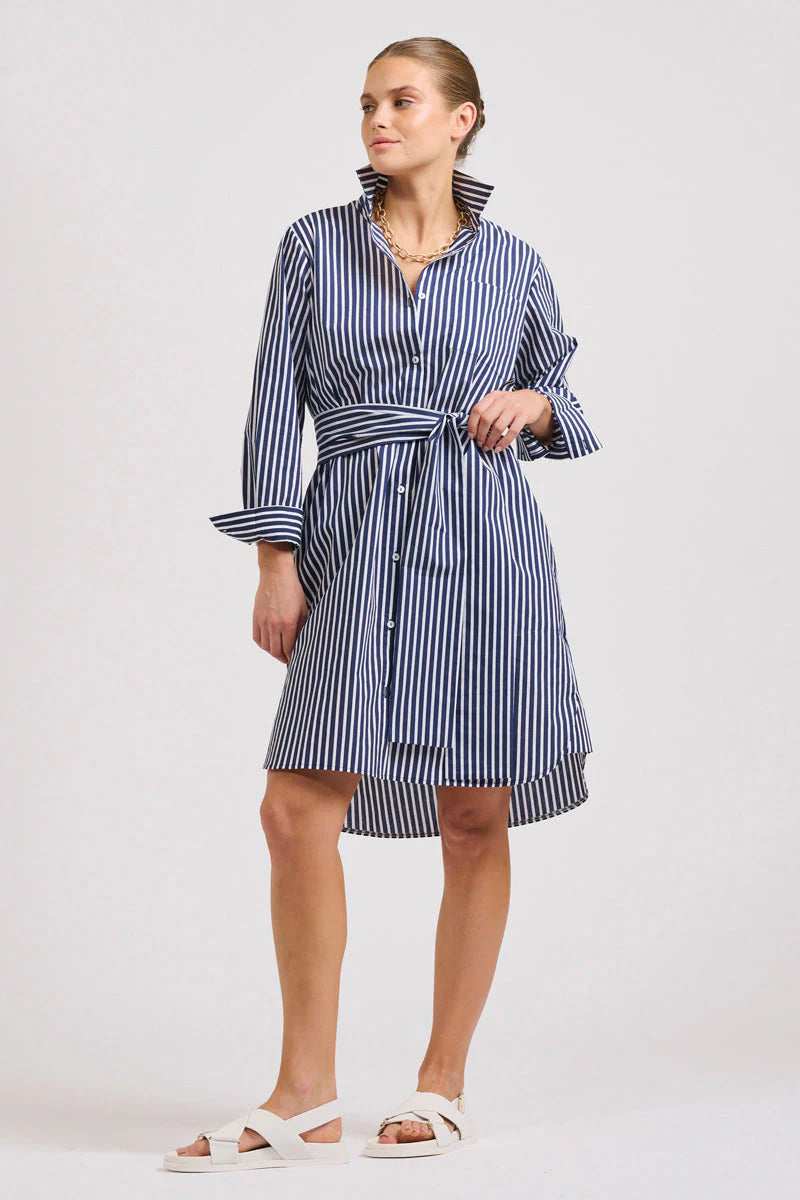 Shirty II CLASSIC Cotton Shirtdress - French Navy Stripe