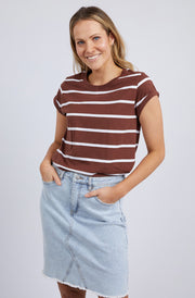 Foxwood II MANLY Strip Tee - Choc/White