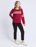 Adora Stripe Long Sleeve Tee - Maroon