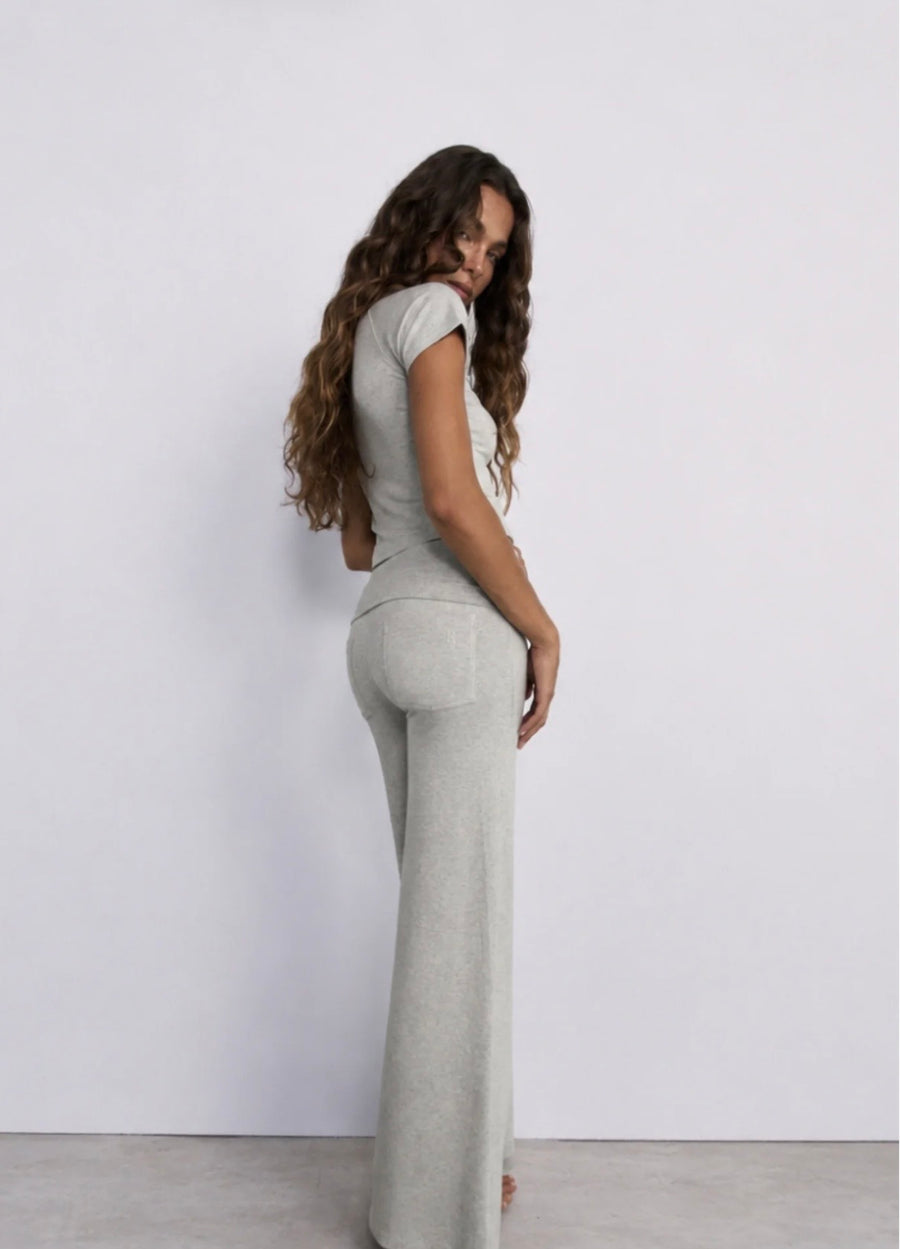 Pinky & Kamal II FULL Length YIN Flares - grey marle