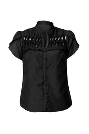 Oncewas II DALIA Diamond Smock Yoke Shirt - black