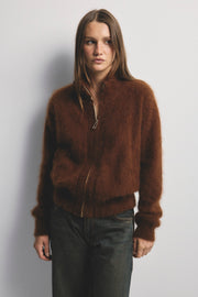 World Of Nomads II FELIX Zip Up Cashmere Bomber - Chocolate