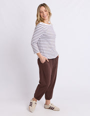 Elm Lifestyle II ELIZA Boat neck tee - choc stripe