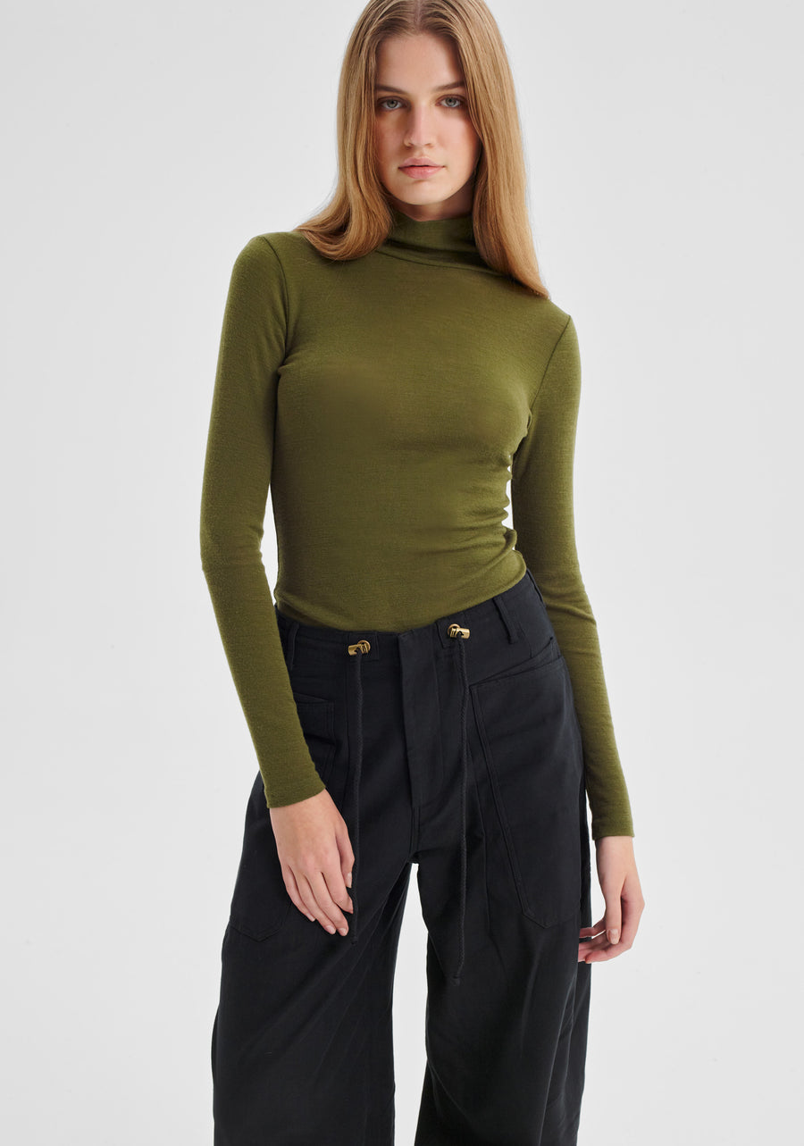 Morrison II MORRI Merino High Neck - avocado